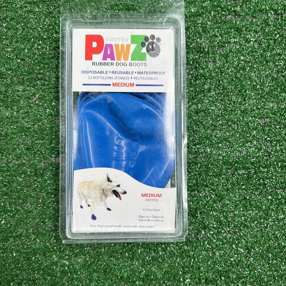 Protex Medium Blue Rubber Dog Boots‎ Reusable Waterproof New